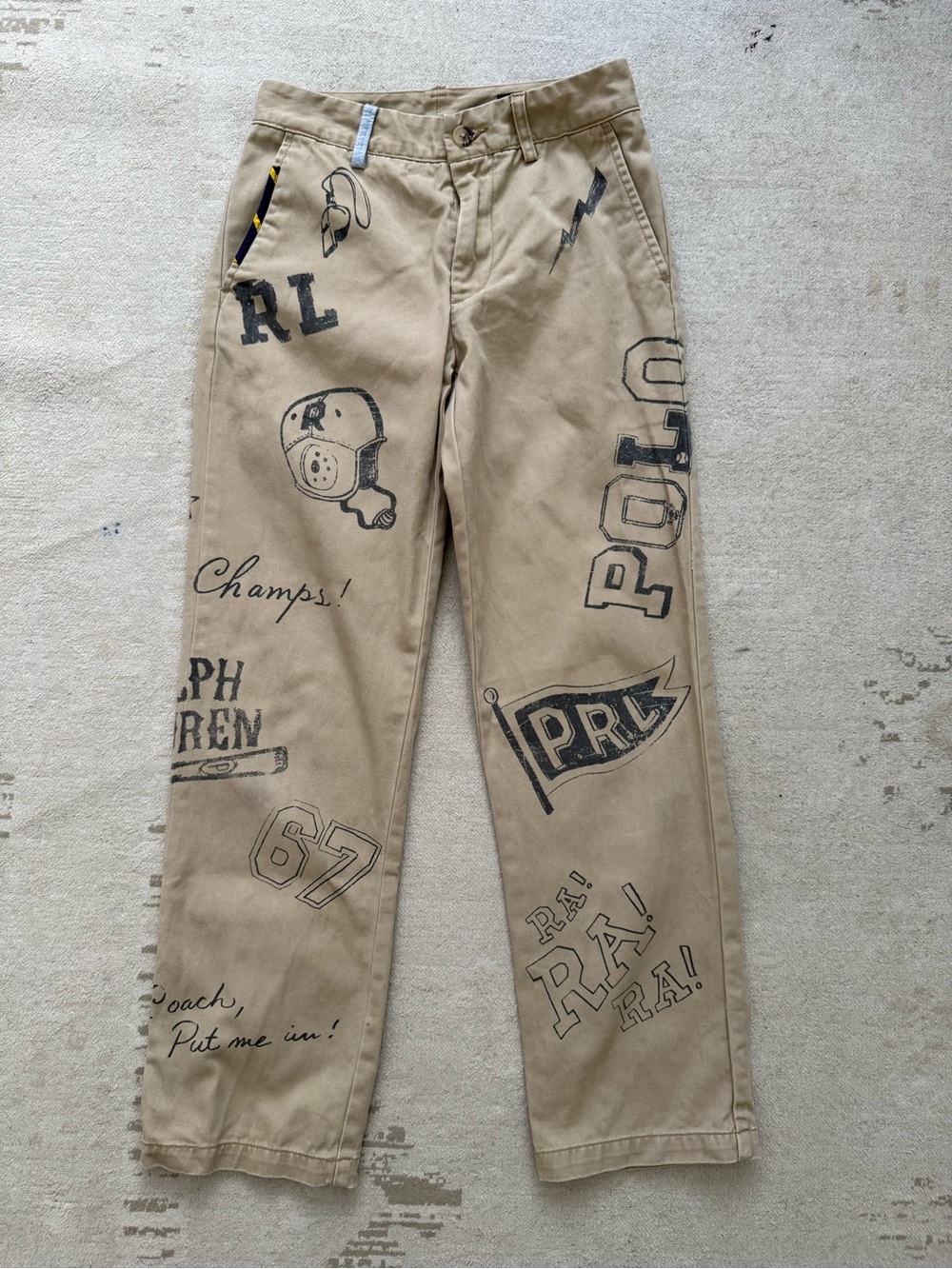 Polo Ralph Lauren Boys 8 Varsity Football Graphic Chino Pants